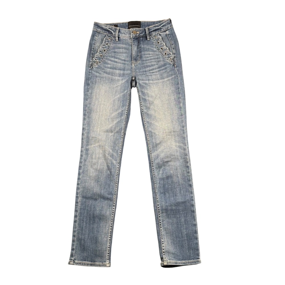 White House Black Market High Rise Slim Everyday‎ Soft Lace Up Grommet Jeans 00